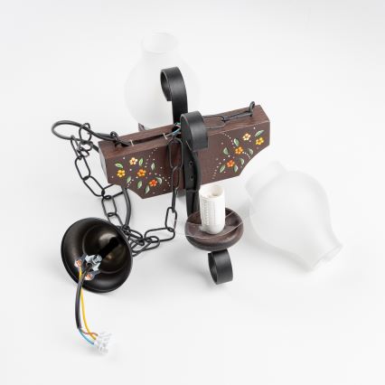 Brilagi - Kroonluchter aan ketting QUEEN 2xE14/40W/230V beuk/wenge