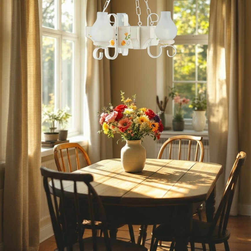 Brilagi - Kroonluchter aan ketting QUEEN 3xE14/40W/230V beuk/crème