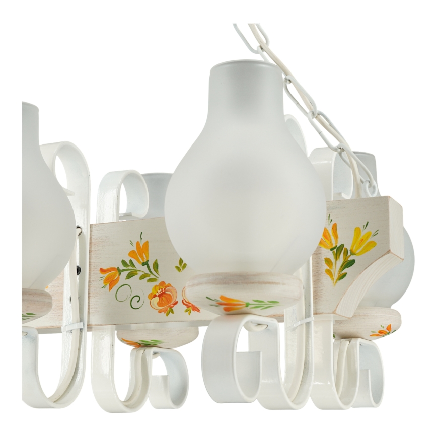 Brilagi - Kroonluchter aan ketting QUEEN 4xE14/40W/230V beuk/crème