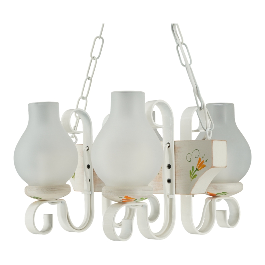 Brilagi - Kroonluchter aan ketting QUEEN 4xE14/40W/230V beuk/crème