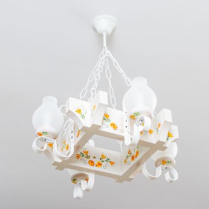 Brilagi - Kroonluchter aan ketting QUEEN 4xE14/40W/230V beuk/crème