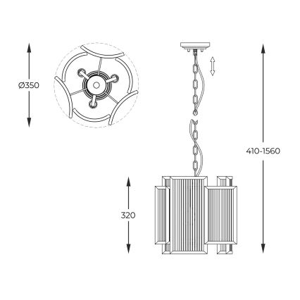 Brilagi - Kroonluchter aan ketting RAMOS 3xE14/60W/230V goud
