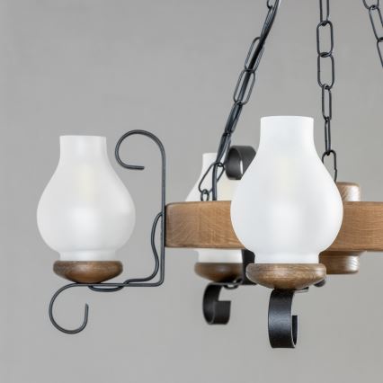 Brilagi - Kroonluchter aan ketting ROATA 5xE14/40W/230V Ø 50 cm beuk/walnoot