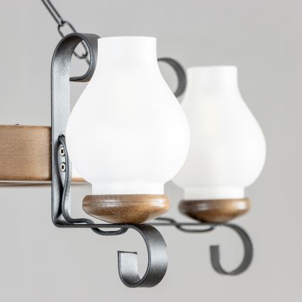 Brilagi - Kroonluchter aan ketting ROATA 5xE14/40W/230V Ø 70 cm beuk/walnoot