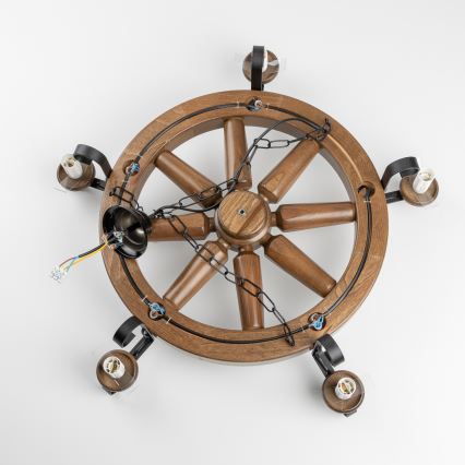 Brilagi - Kroonluchter aan ketting ROATA 5xE14/40W/230V Ø 70 cm beuk/walnoot