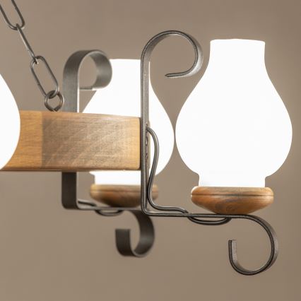 Brilagi - Kroonluchter aan ketting ROATA 6xE14/40W/230V Ø 70 cm van beuk