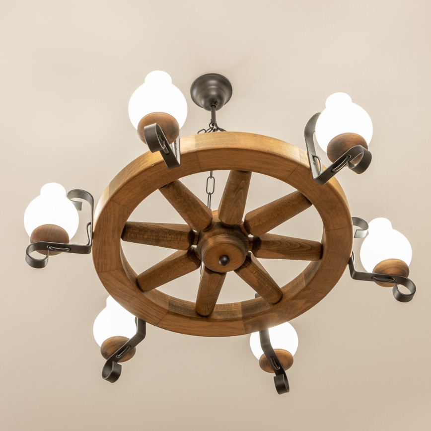 Brilagi - Kroonluchter aan ketting ROATA 6xE14/40W/230V Ø 70 cm van beuk