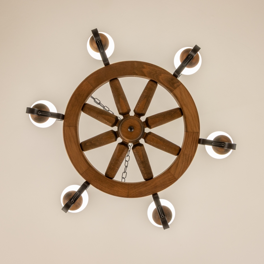 Brilagi - Kroonluchter aan ketting ROATA 6xE14/40W/230V Ø 70 cm van beuk