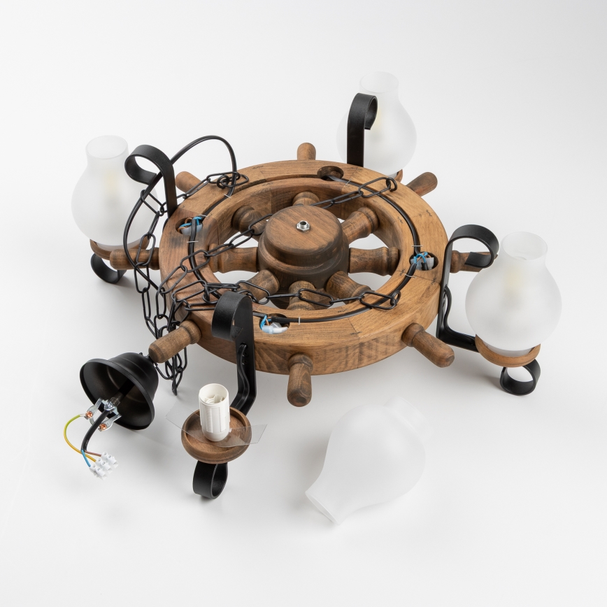 Brilagi - Kroonluchter aan ketting TIMONA 4xE14/40W/230V Ø 50 cm beuk