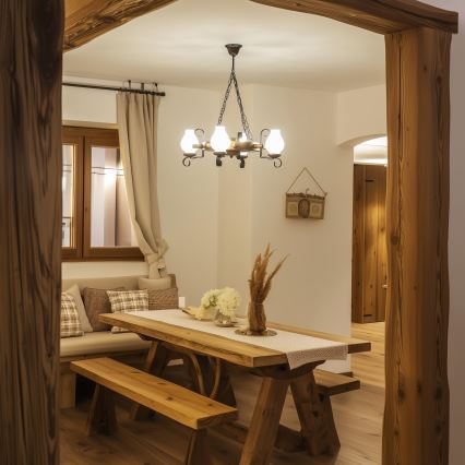 Brilagi - Kroonluchter aan ketting TIMONA 4xE14/40W/230V Ø 50 cm beuk/walnoot