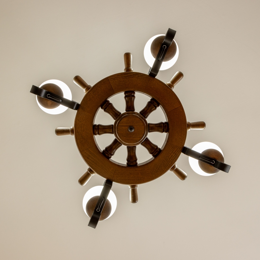 Brilagi - Kroonluchter aan ketting TIMONA 4xE14/40W/230V Ø 50 cm beuk/walnoot