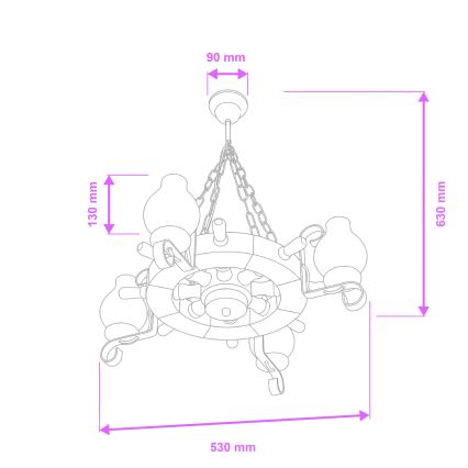 Brilagi - Kroonluchter aan ketting TIMONA 4xE14/40W/230V Ø 50 cm beuk/walnoot