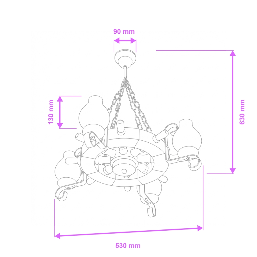 Brilagi - Kroonluchter aan ketting TIMONA 4xE14/40W/230V Ø 50 cm beuk/walnoot