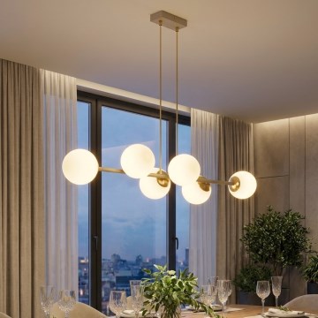 Brilagi - Kroonluchter met kabel MILO ECRU 6xE27/60W/230V beige/goud