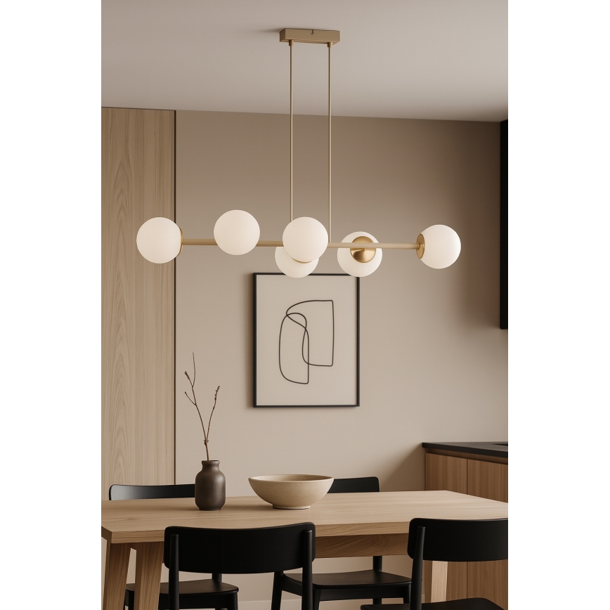 Brilagi - Kroonluchter met kabel MILO ECRU 6xE27/60W/230V beige/goud