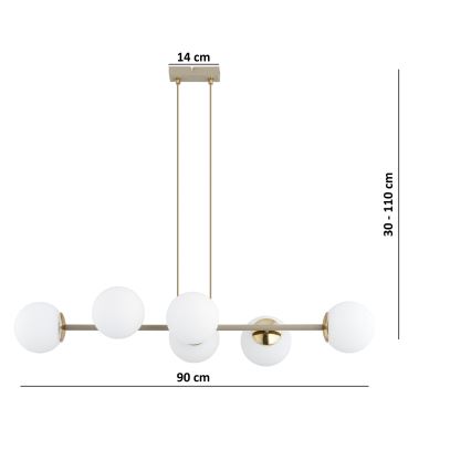 Brilagi - Kroonluchter met kabel MILO ECRU 6xE27/60W/230V beige/goud