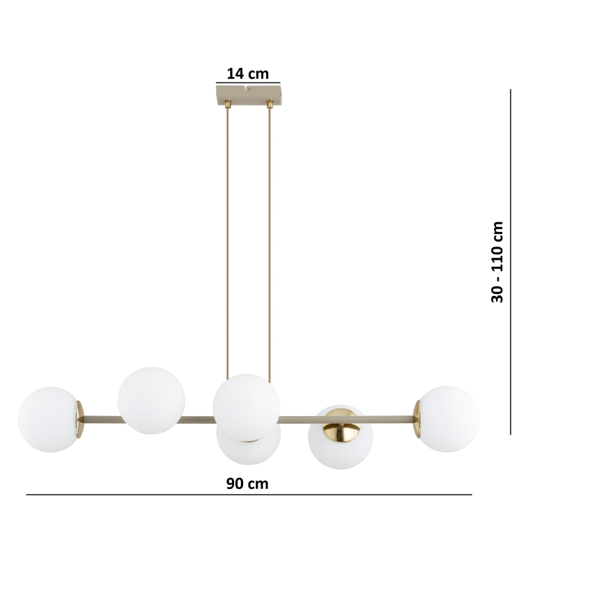 Brilagi - Kroonluchter met kabel MILO ECRU 6xE27/60W/230V beige/goud