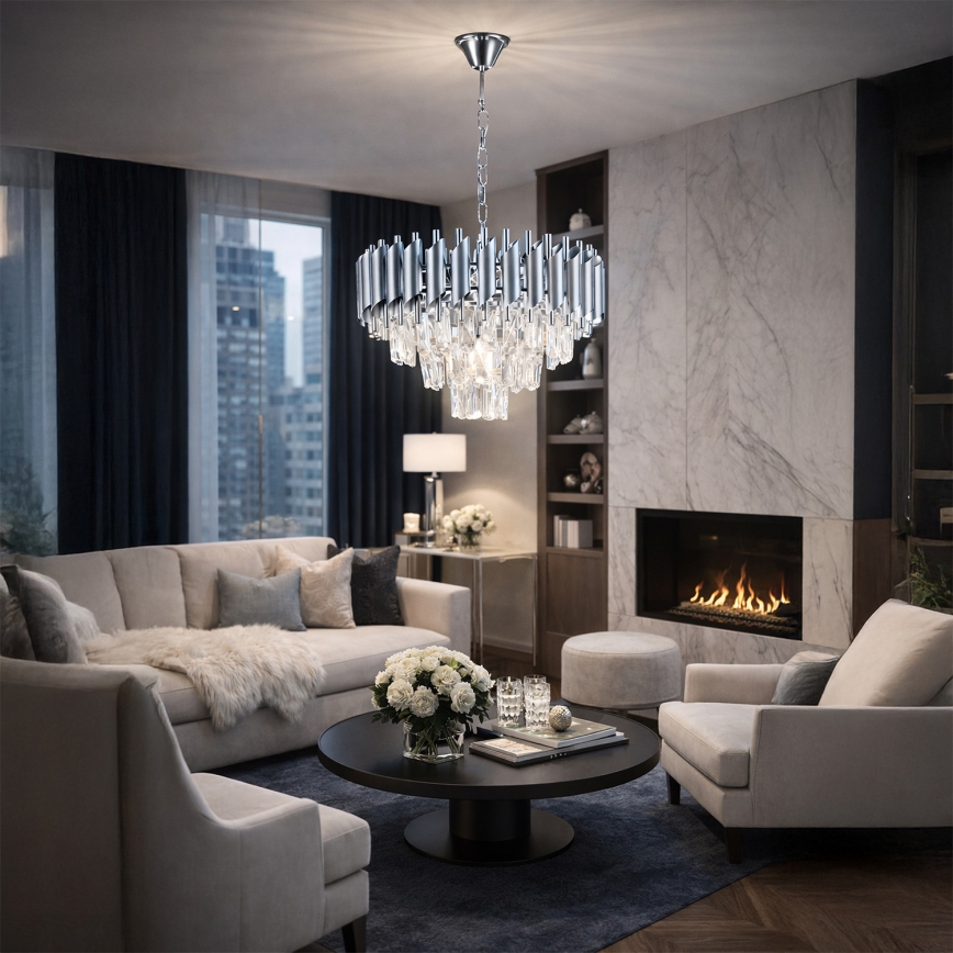 Brilagi - Kroonluchter met ketting ECLIPSE 5xE14/10W/230V Ø 38 cm zilver