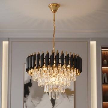 Brilagi - Kroonluchter met ketting ECLIPSE 7xE14/10W/230V Ø 48 cm zwart/goud