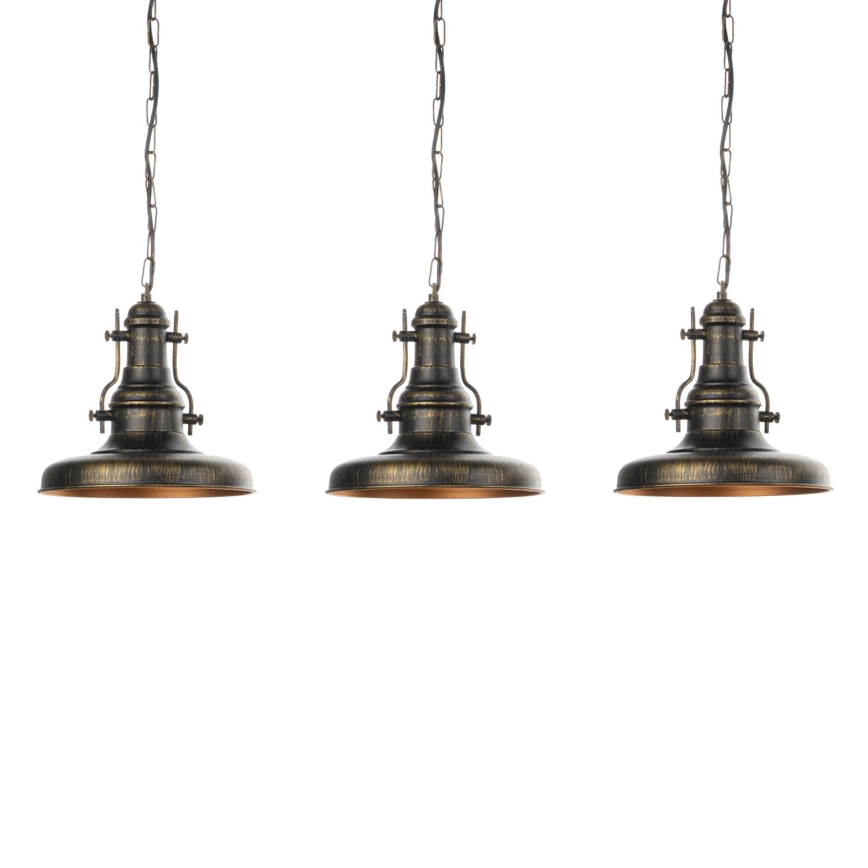 Brilagi - Kroonluchter met ketting PYRONIC 3xE27/40W/230V brons/patina