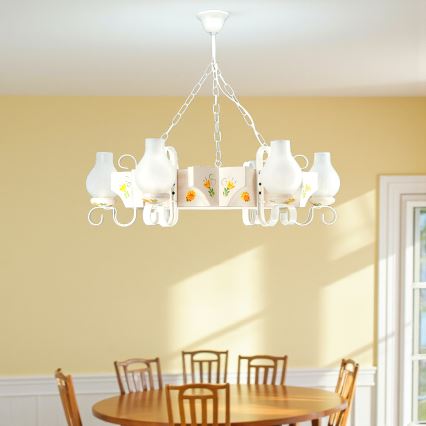 Brilagi - Kroonluchter met ketting QUEEN 6xE14/40W/230V beuk/crème