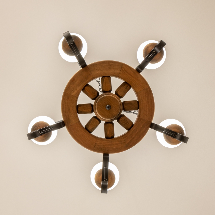 Brilagi - Kroonluchter met ketting ROATA 5xE14/40W/230V pr. 50 cm beukenhout