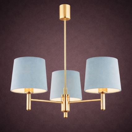 Brilagi - Kroonluchter met staaf MONTE 3xE27/15W/230V blauw/goud