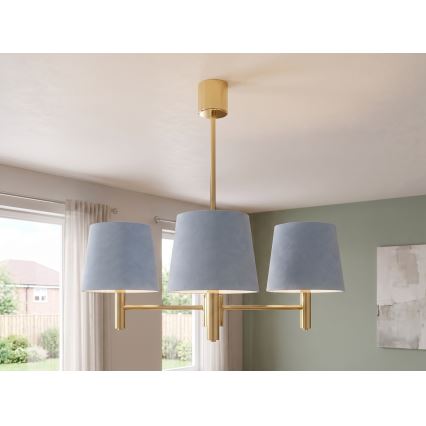 Brilagi - Kroonluchter met staaf MONTE 3xE27/15W/230V blauw/goud