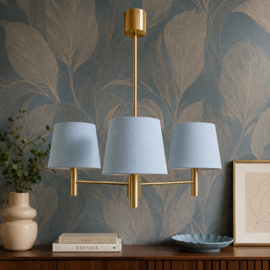 Brilagi - Kroonluchter met staaf MONTE 3xE27/15W/230V blauw/goud