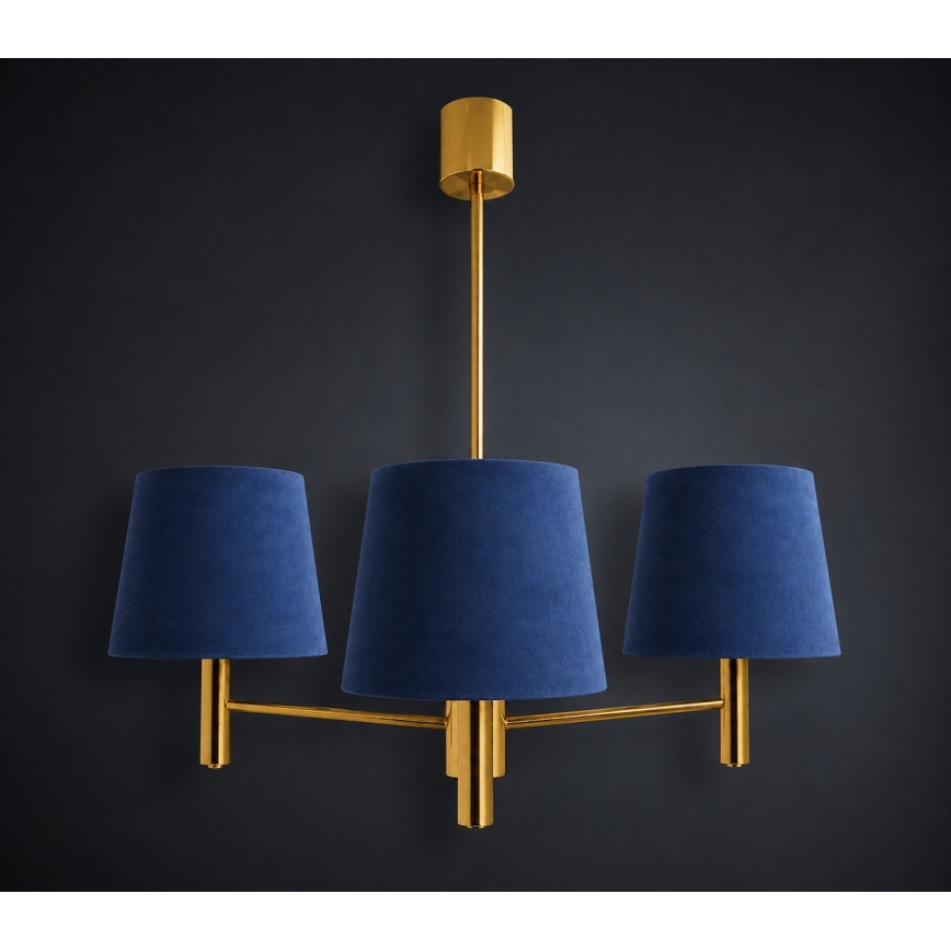 Brilagi - Kroonluchter met stang MONTE 3xE27/60W/230V blauw/goud