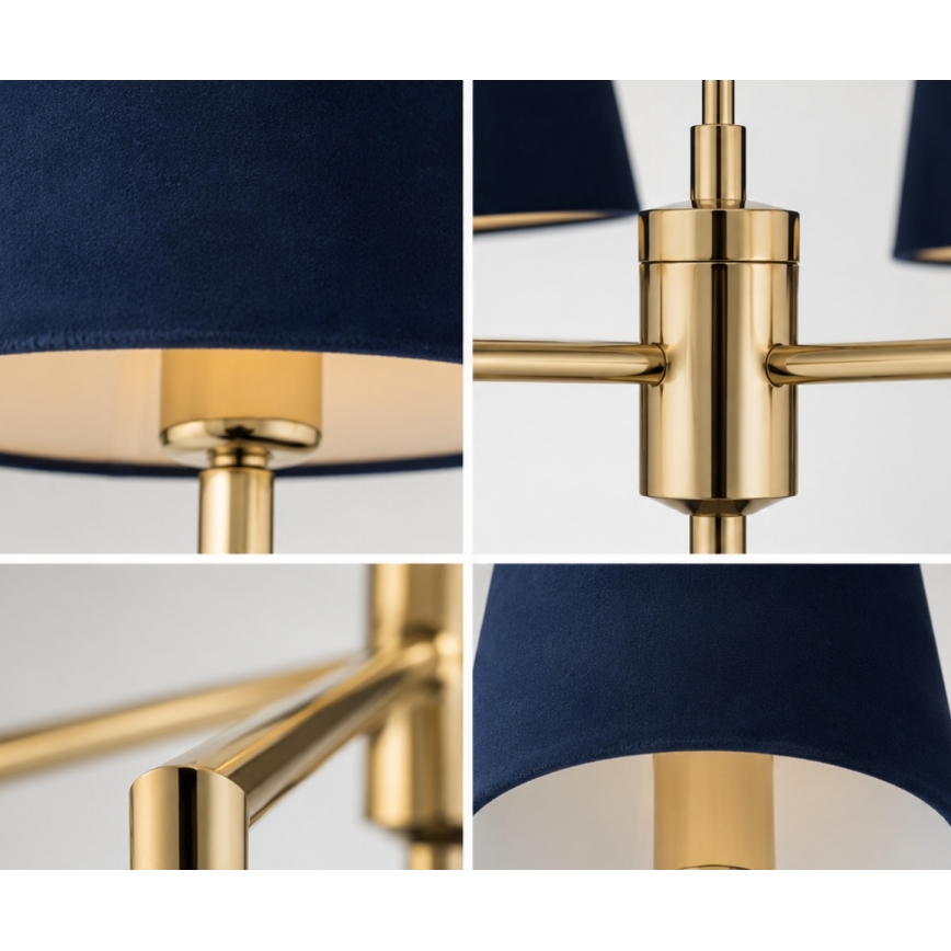 Brilagi - Kroonluchter met stang MONTE 3xE27/60W/230V blauw/goud