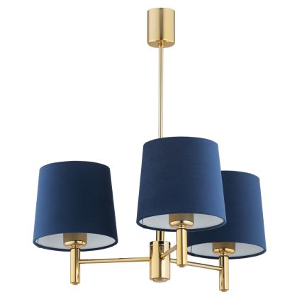 Brilagi - Kroonluchter met stang MONTE 3xE27/60W/230V blauw/goud