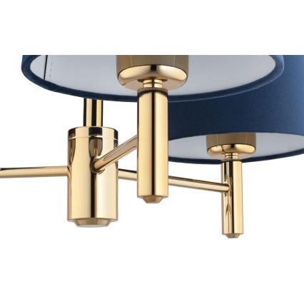 Brilagi - Kroonluchter met stang MONTE 3xE27/60W/230V blauw/goud