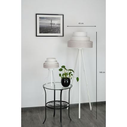 Brilagi - Lampadaire ALASKA LUNETA 1xE27/15W/230V gris/crème