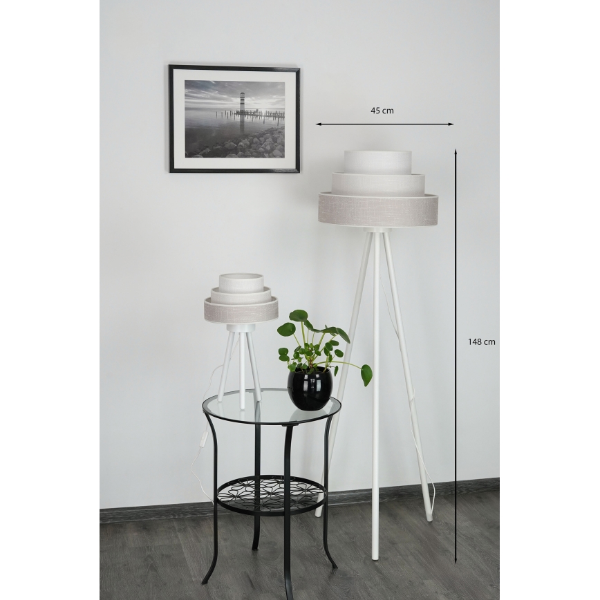 Brilagi - Lampadaire ALASKA LUNETA 1xE27/15W/230V gris/crème