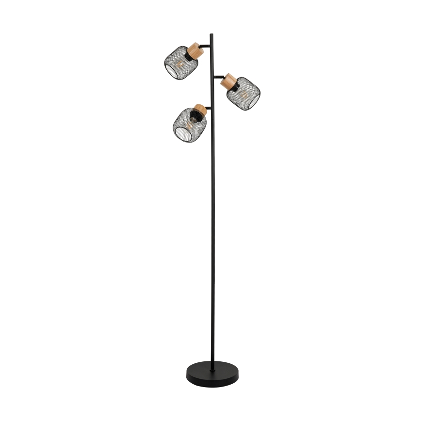 Brilagi - Lampadaire BASKLITE 3xE27/15W/230V bois d'hévéa/noir