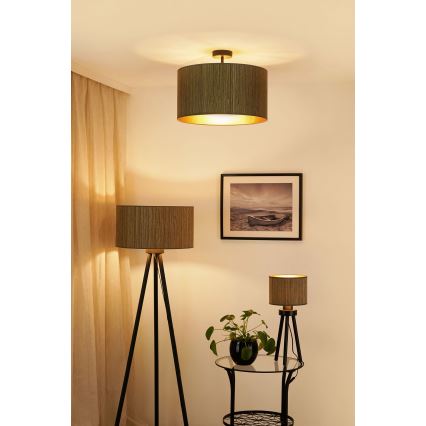 Brilagi - Lampadaire BOSTON ROLLER 1xE27/15W/230V paille marron/doré