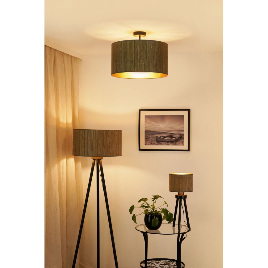 Brilagi - Lampadaire BOSTON ROLLER 1xE27/15W/230V paille marron/doré