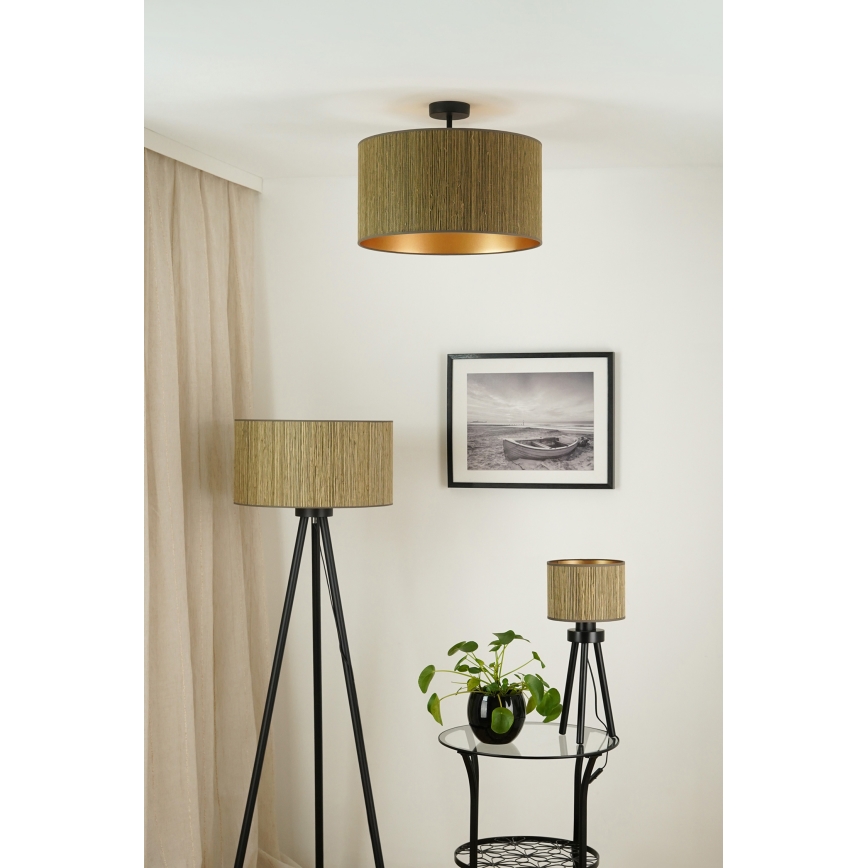 Brilagi - Lampadaire BOSTON ROLLER 1xE27/15W/230V paille marron/doré