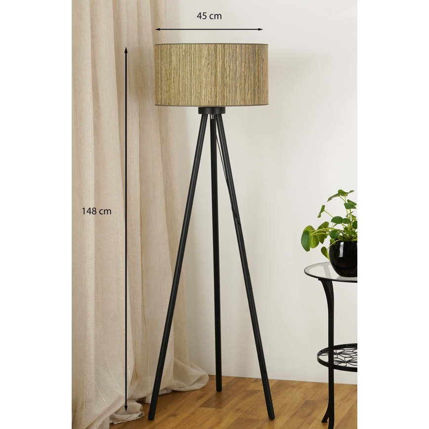 Brilagi - Lampadaire BOSTON ROLLER 1xE27/15W/230V paille marron/doré