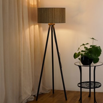 Brilagi - Lampadaire BOSTON ROLLER 1xE27/15W/230V paille marron/doré