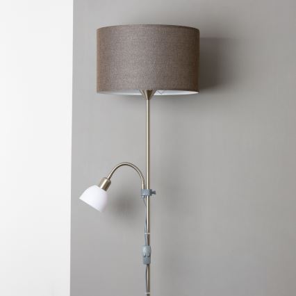Brilagi - Lampadaire CERIA 1xE27/100W/230V + 1xE14/25W chrome mat/marron