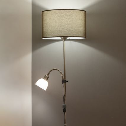 Brilagi - Lampadaire CERIA 1xE27/100W/230V + 1xE14/25W chrome mat/marron