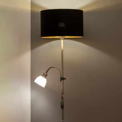 Brilagi - Lampadaire CERIA 1xE27/100W/230V + 1xE14/25W chrome mat/noir