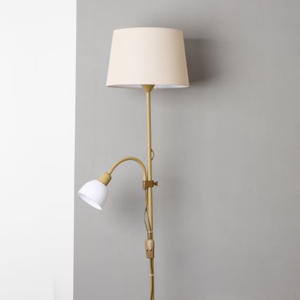 Brilagi - Lampadaire CERIA 1xE27/100W/230V + 1xE14/25W doré/beige