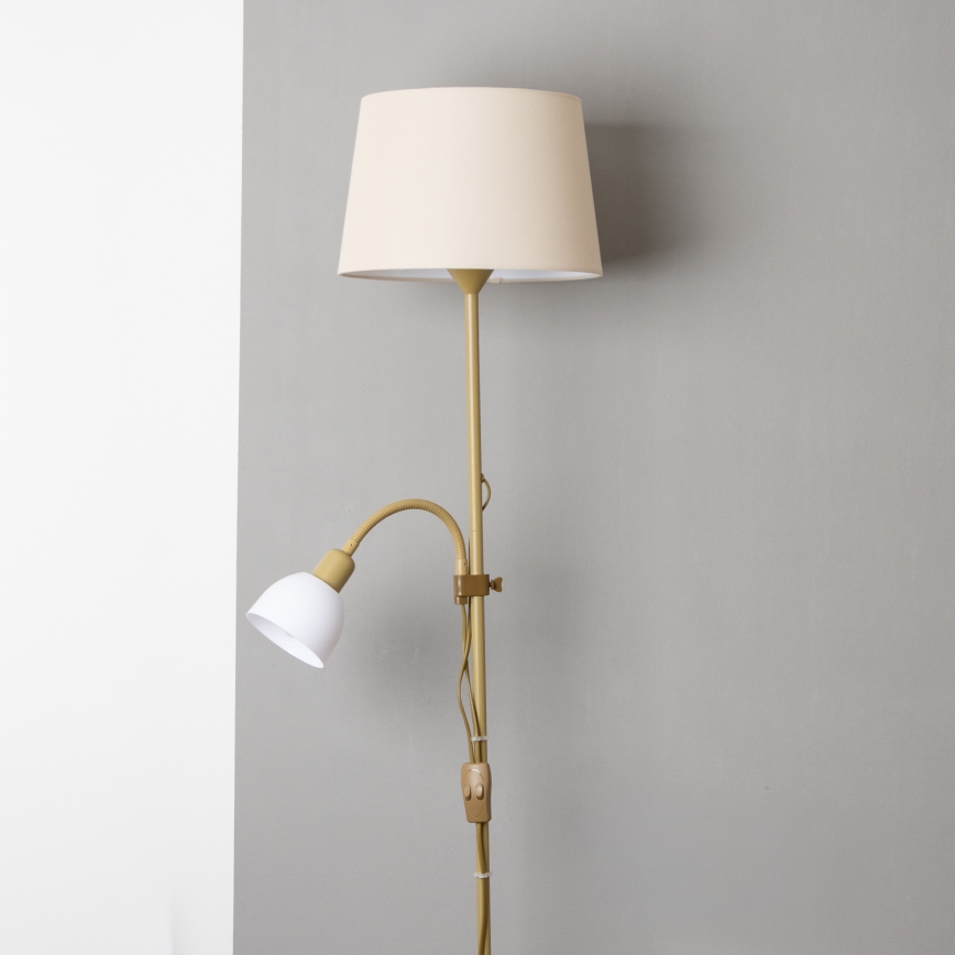 Brilagi - Lampadaire CERIA 1xE27/100W/230V + 1xE14/25W doré/beige