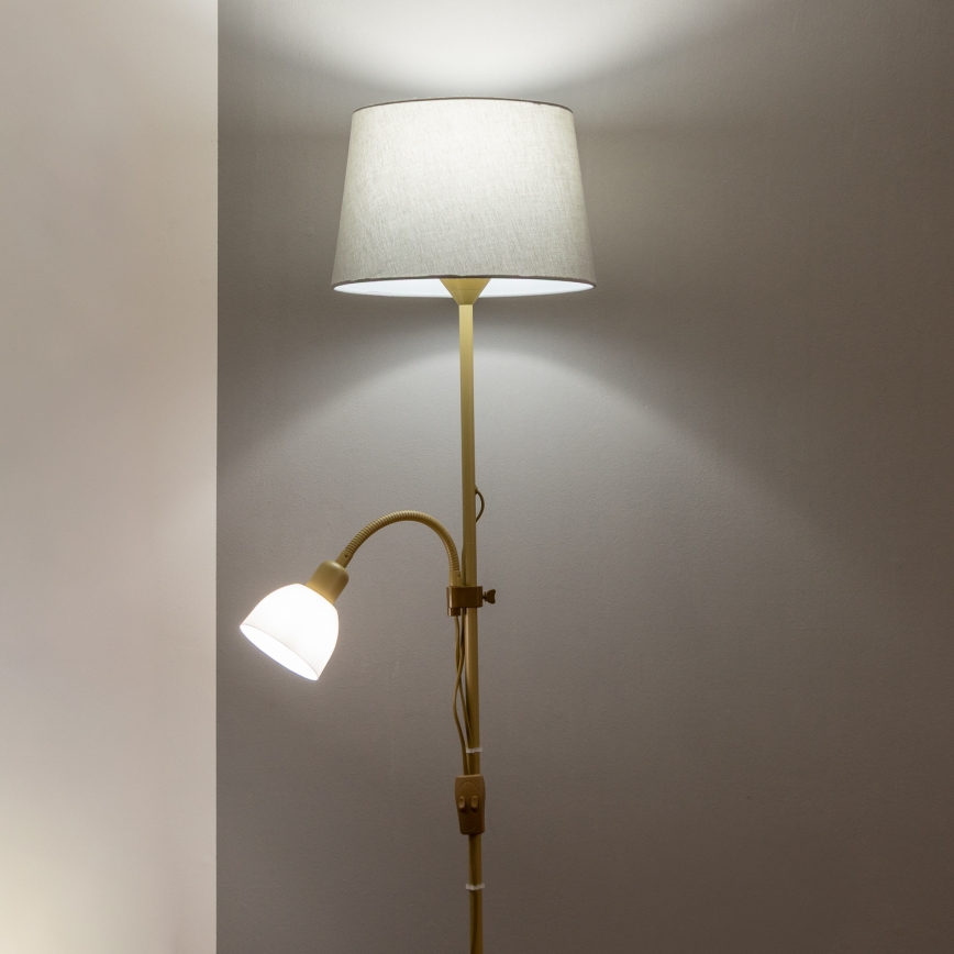 Brilagi - Lampadaire CERIA 1xE27/100W/230V + 1xE14/25W doré/gris
