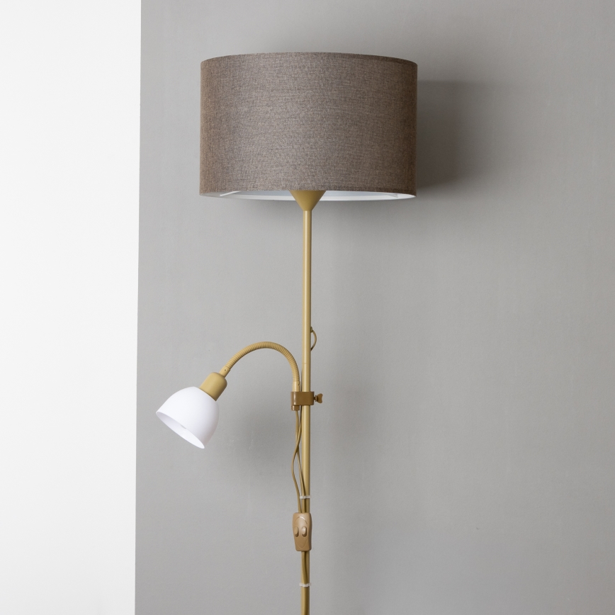 Brilagi - Lampadaire CERIA 1xE27/100W/230V + 1xE14/25W doré/marron