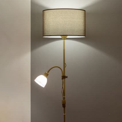 Brilagi - Lampadaire CERIA 1xE27/100W/230V + 1xE14/25W doré/marron