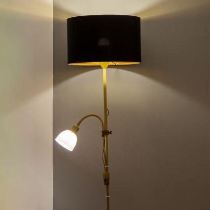 Brilagi - Lampadaire CERIA 1xE27/100W/230V + 1xE14/25W doré/noir